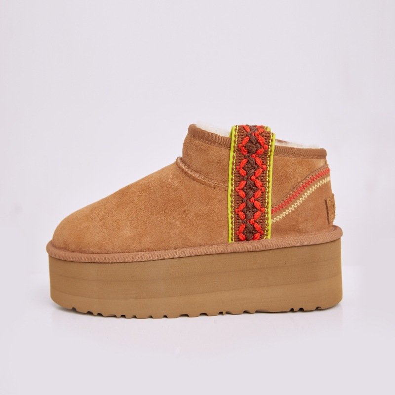 Custom Made Women Snow Boot Thick Soles 5CM Winter Warm Shoes Sheepskin High Bottom Wool Footwear for Lady
