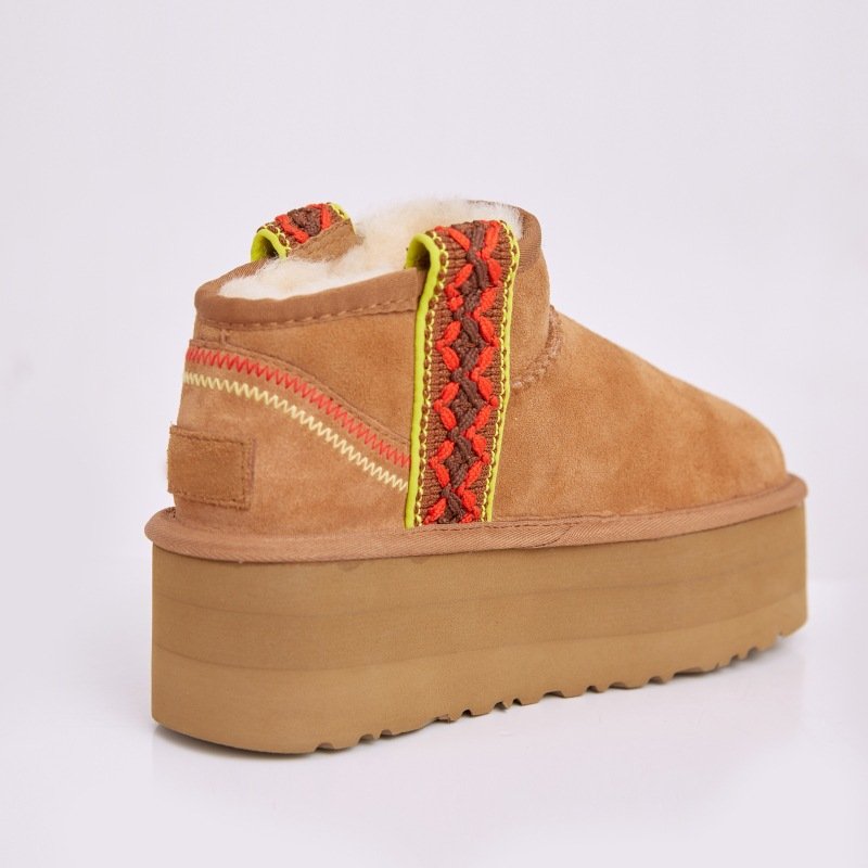 Custom Made Women Snow Boot Thick Soles 5CM Winter Warm Shoes Sheepskin High Bottom Wool Footwear for Lady