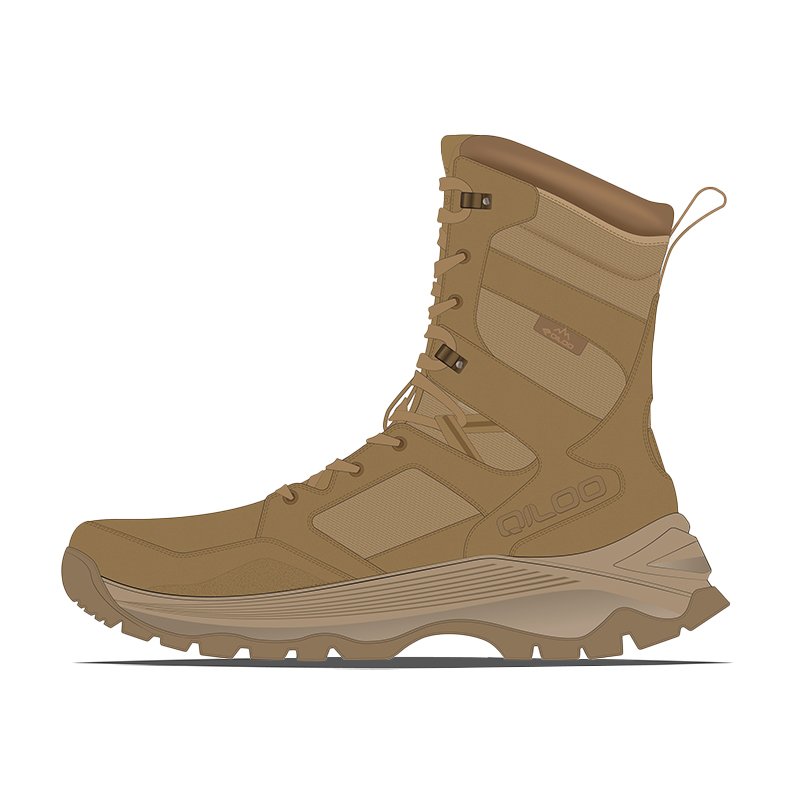 QILOO Custom Tactical Combat Boot for Men Camouflage Hiking Shoes Waterproof Durable Rubber Outsole for Summer Winter Seasons