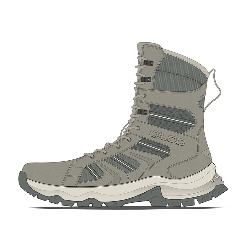 QILOO Custom Tactical Combat Boot for Men Camouflage Hiking Shoes Waterproof Durable Rubber Outsole for Summer Winter Seasons