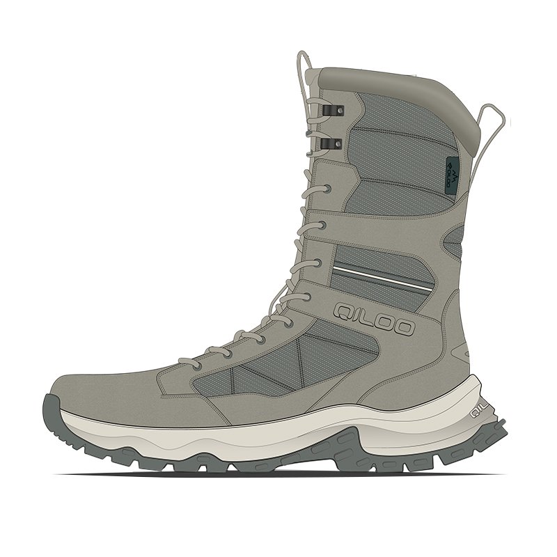 QILOO Custom Tactical Combat Boot for Men Camouflage Hiking Shoes Waterproof Durable Rubber Outsole for Summer Winter Seasons