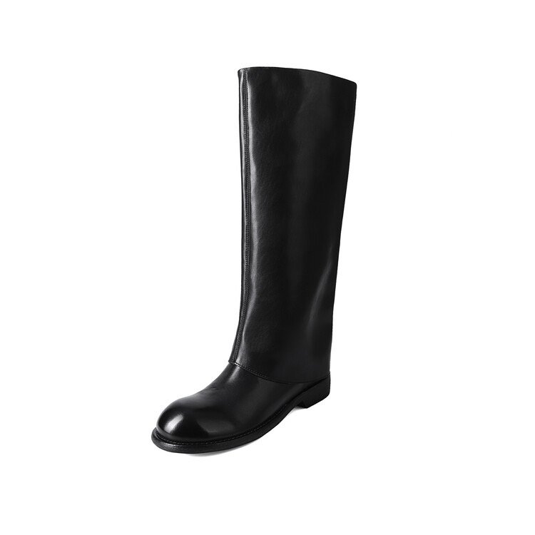Wholesale hot sale genuine leather round toe knee boot upper can be removed long boot for women