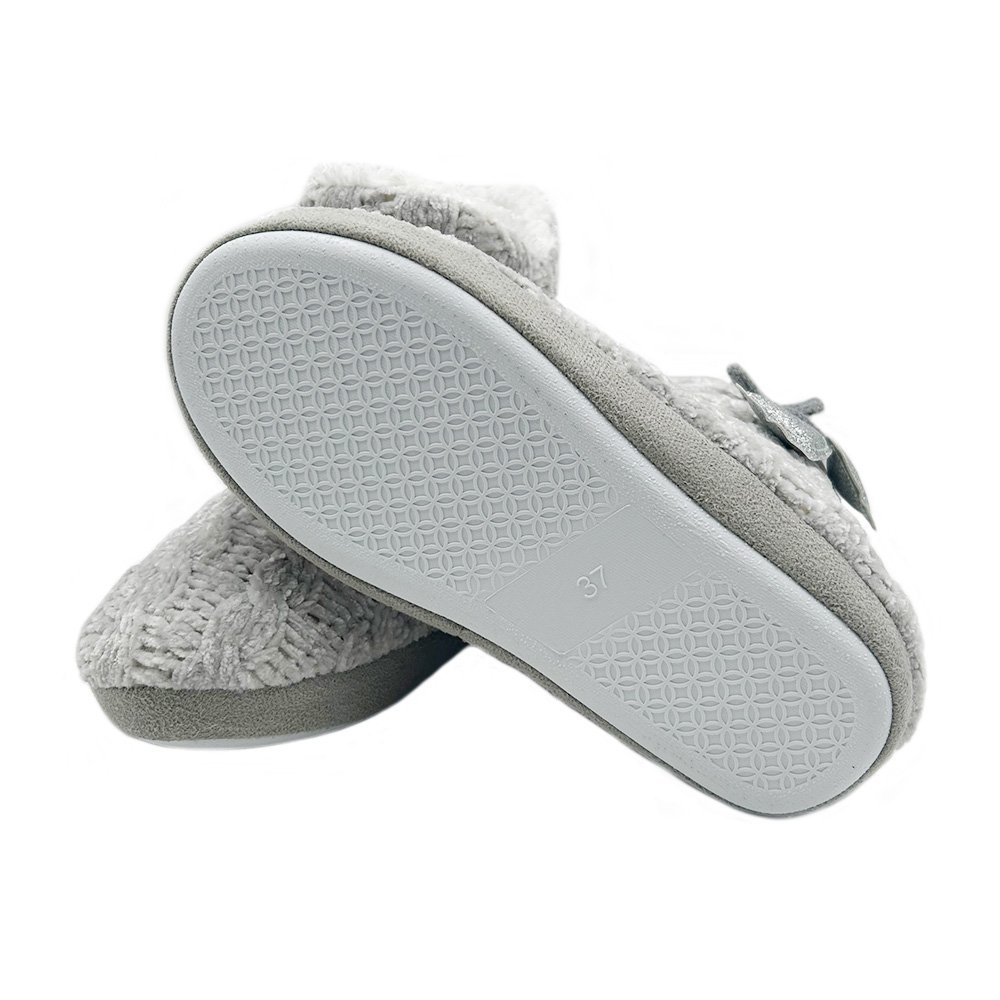 Women's Chenille Knit Bootie Slippers with Cute Heart Glitter Plush Fleece Memory Foam Cotton Warm Indoor Ankle Boots
