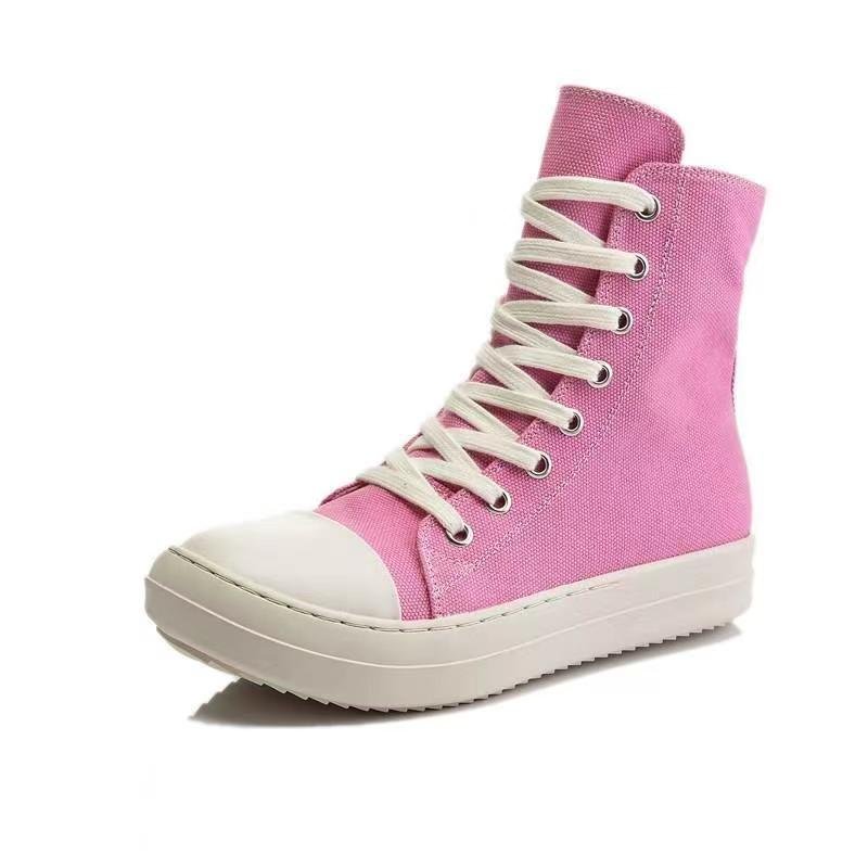 2024 Hot selling Canvas Flat Canvas Casual Womens Men's Plus Size Pinks Ro Owens High Boots Fashion and casual shoes