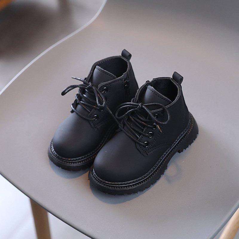 Winter Plush warm baby short boots children cool waterproof leather boots