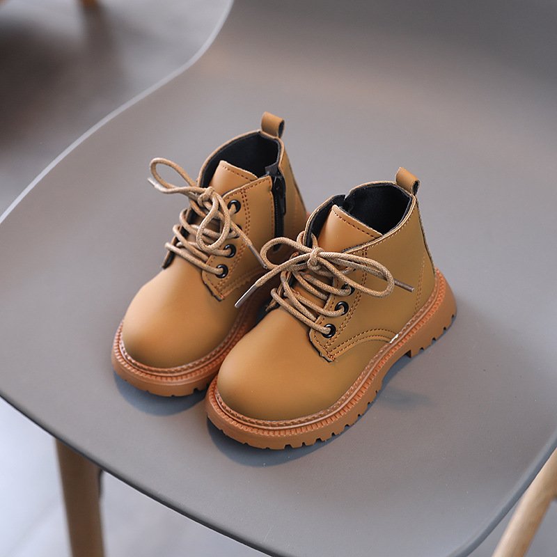 Winter Plush warm baby short boots children cool waterproof leather boots