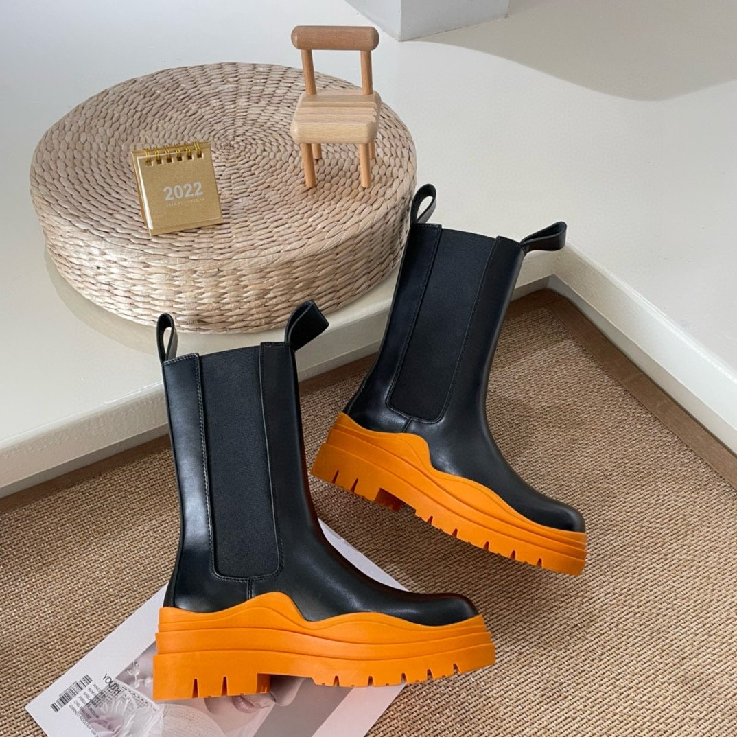 size 12 High Quality Women And Men Chunky Heel Designer Chelsea winter boots for ladies Platform Designer winter Boots