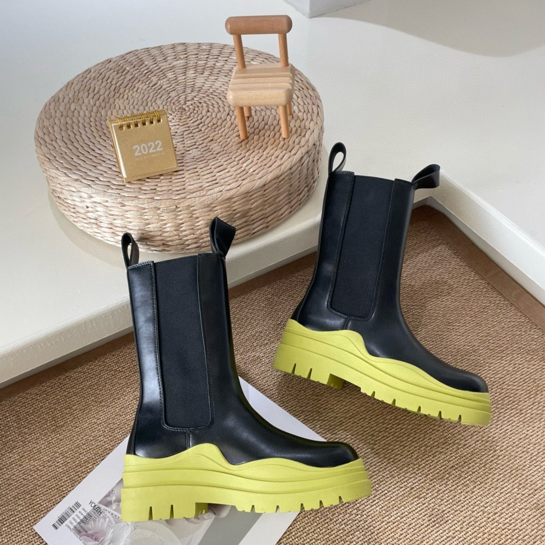size 12 High Quality Women And Men Chunky Heel Designer Chelsea winter boots for ladies Platform Designer winter Boots