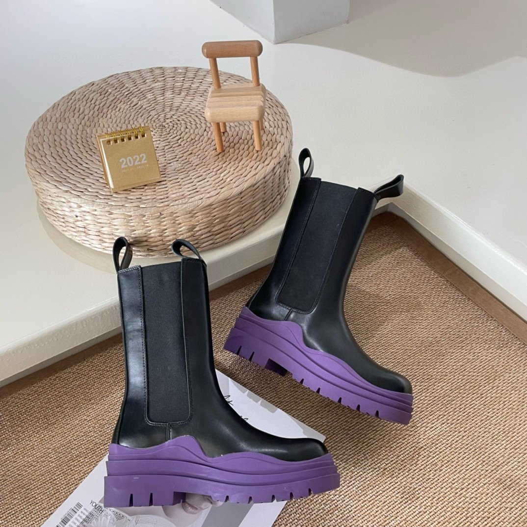size 12 High Quality Women And Men Chunky Heel Designer Chelsea winter boots for ladies Platform Designer winter Boots