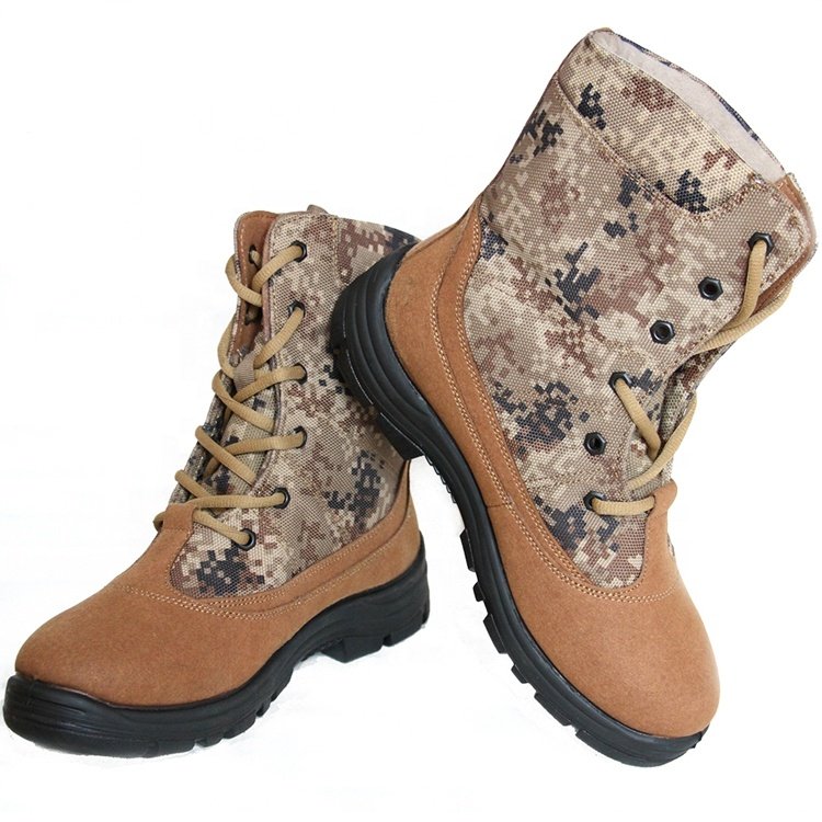 Wholesale price promotion high quality men's leather boots innovative desert color camouflage style men's boots custom