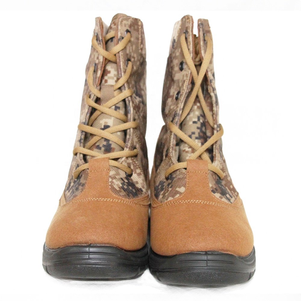Wholesale price promotion high quality men's leather boots innovative desert color camouflage style men's boots custom