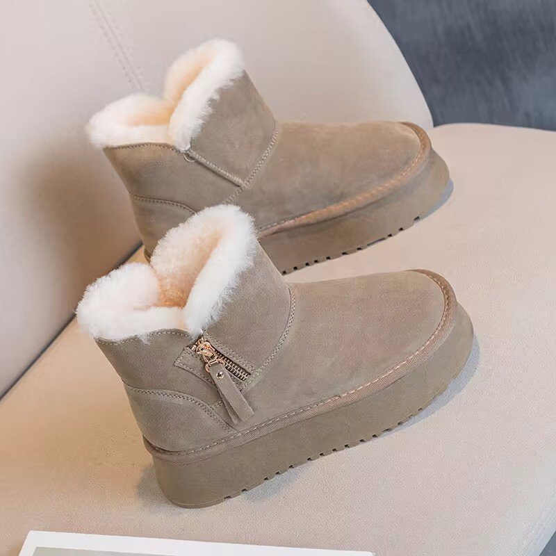 Leather Winter Boots Fashion Adult Warm Non-Slip Shoes Comfortable Waterproof Women Winter Boots