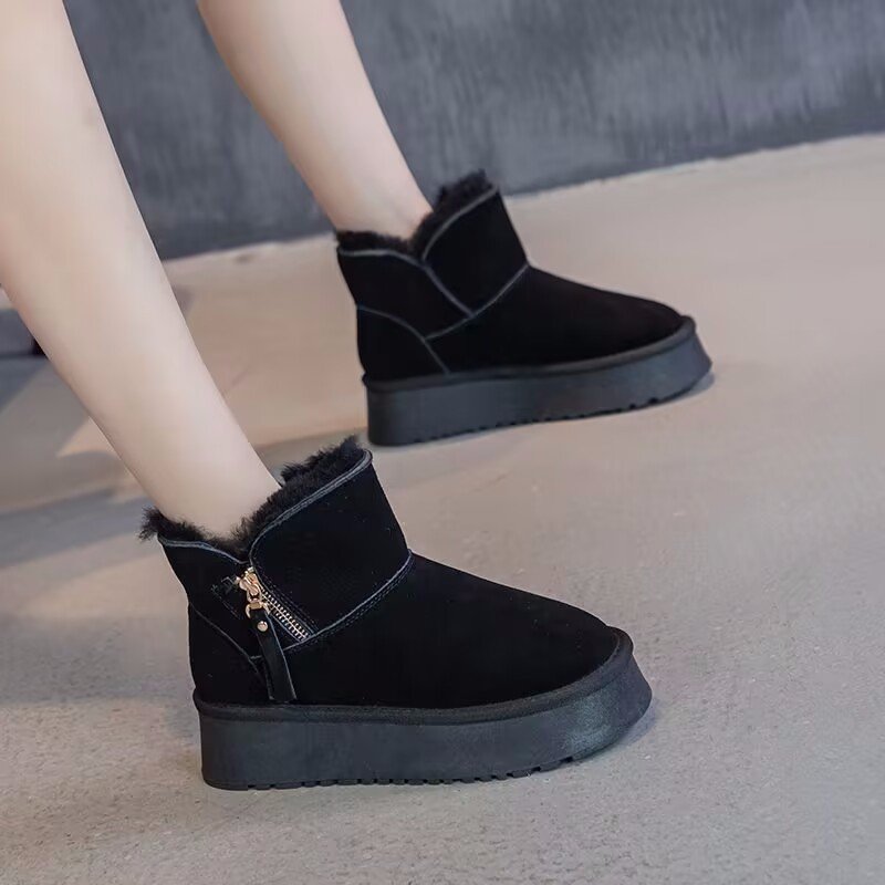 Leather Winter Boots Fashion Adult Warm Non-Slip Shoes Comfortable Waterproof Women Winter Boots