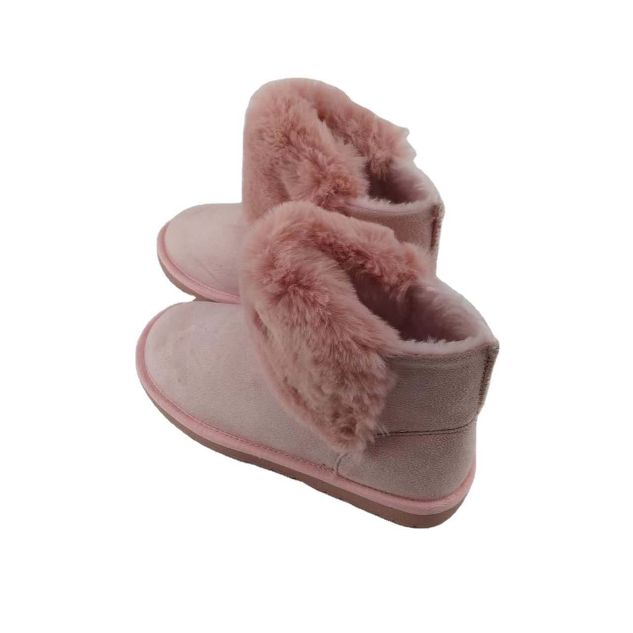 Ladies Fur Winter Boots Women Winter Fashion Boot Snow Boot China Supplier Custom Logo Pink Carton Faux Suede Plush Unisex Solid