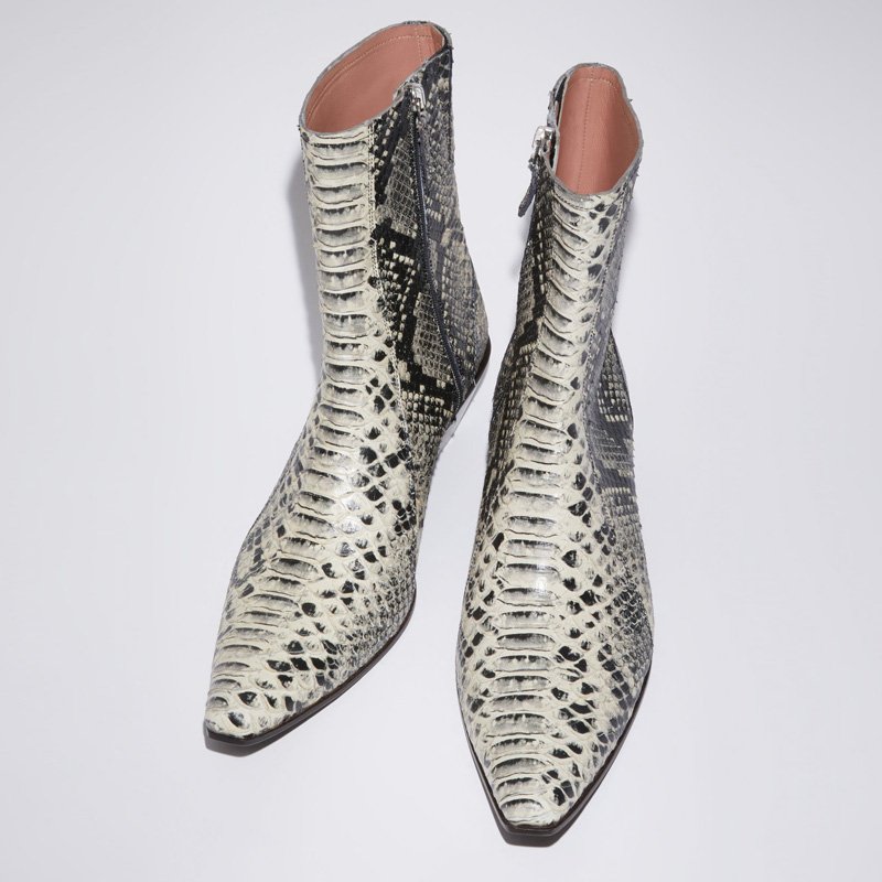 2024 Custom Ladies Western Ankle Boots with Wood Heel and Snake Pattern Manufacturer-made Booties from Western Boots