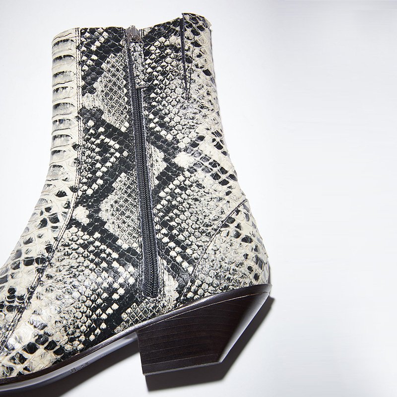 2024 Custom Ladies Western Ankle Boots with Wood Heel and Snake Pattern Manufacturer-made Booties from Western Boots