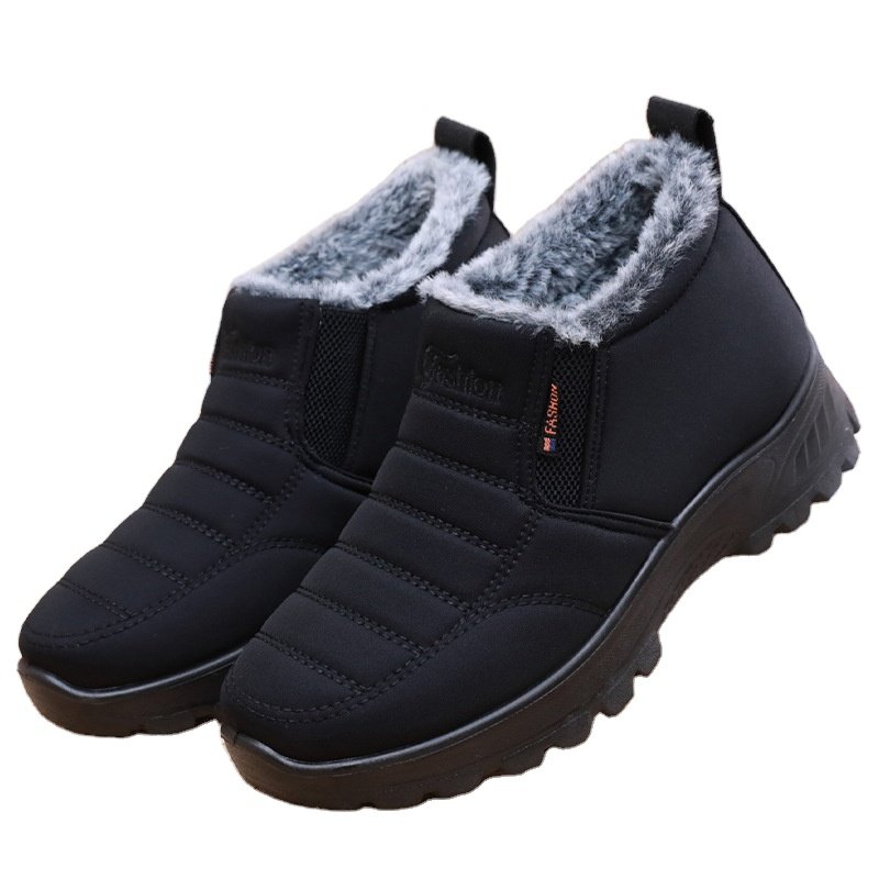 Fur lining anti slip womens lightweight waterproof winter warm walking shoes snow boots loafers for woman
