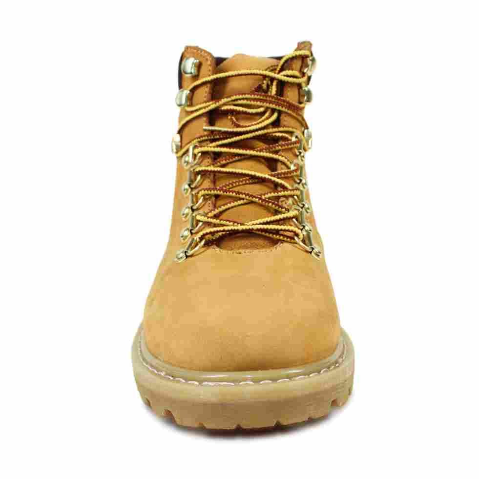 fashionable impact resistant lace-up nubuck leather brown steel toe safety boots