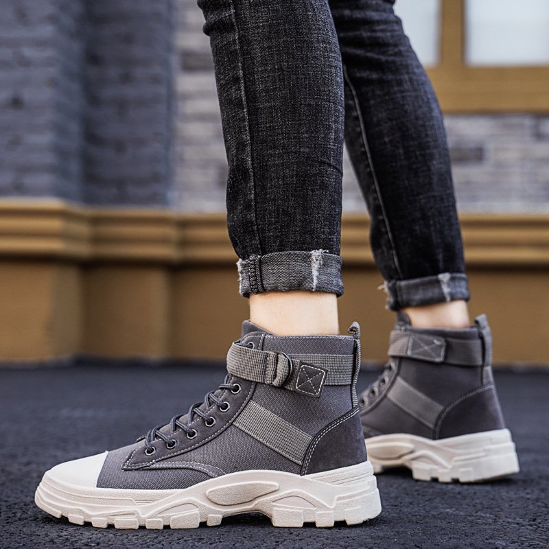 New Men's Tooling Boots Luxury Ankle Boots For Men Autumn Canvas Hiking Boots Shoes