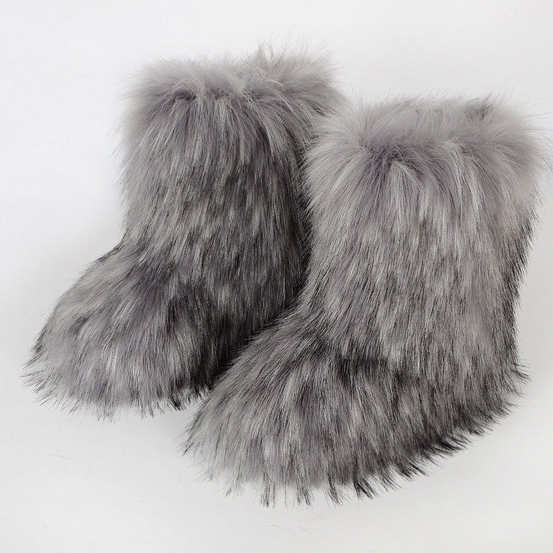 Plush Warm Style Winter Boots Women Shoes Hot Sell Faux Fur Boots Ladies New Design Furry Snow Boots Fashion Trend Plus Size