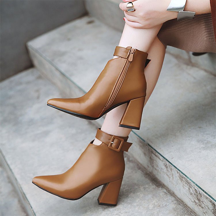 Factory Direct Wholesale women brown leather boots women shoes boots heels Designer shoes leather boots