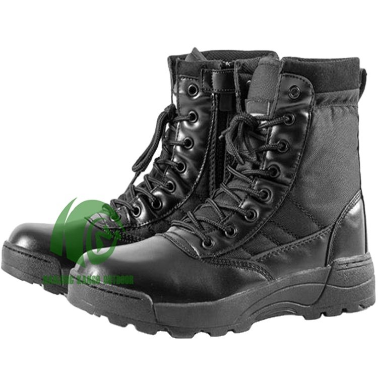 KANGO for Men Tactical Boots for Men Training Shoes Tactical Hiking Boots Black Genuine Leather Oxford Shoes Men Breathable