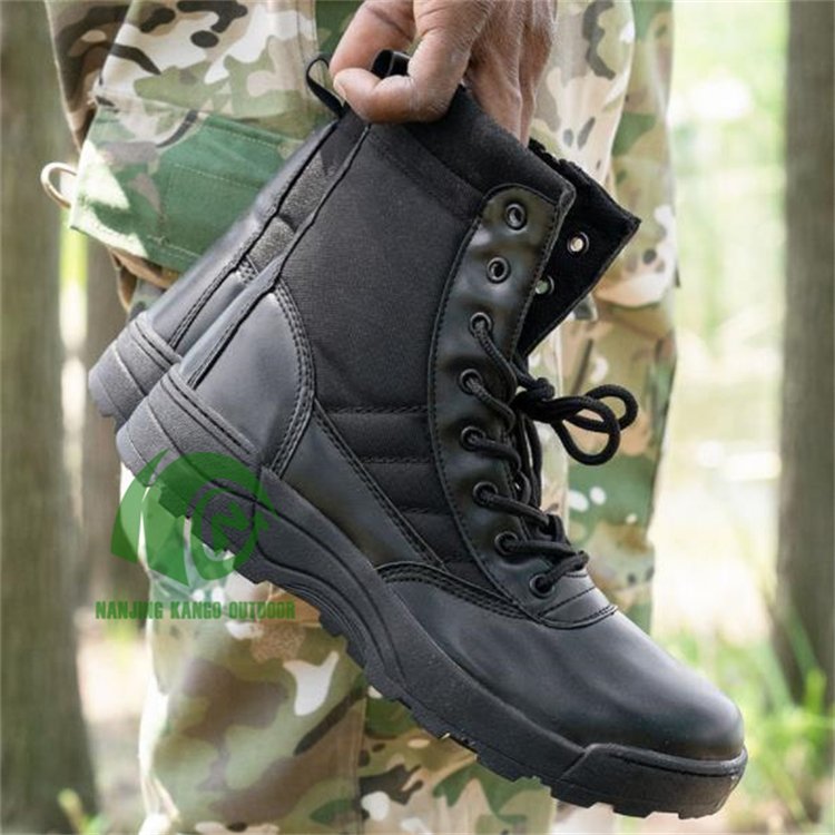 KANGO for Men Tactical Boots for Men Training Shoes Tactical Hiking Boots Black Genuine Leather Oxford Shoes Men Breathable