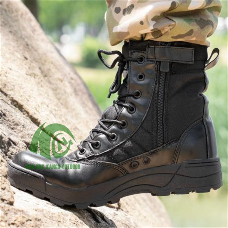 KANGO for Men Tactical Boots for Men Training Shoes Tactical Hiking Boots Black Genuine Leather Oxford Shoes Men Breathable