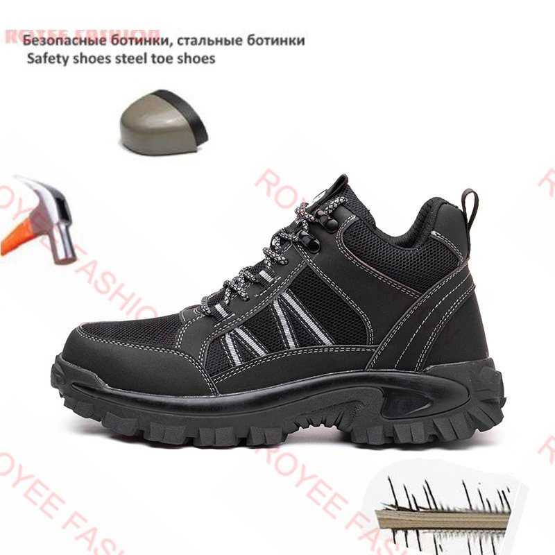 safety shoes men for work Black Shoes Safety Boots for Men work boots Protective Steel Toe Shoe smash proof puncture proof