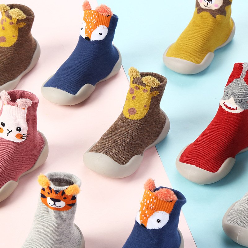 Unisex Baby Shoes First Shoes Walkers Toddler First Walker Girl Kids Soft Rubber Sole Shoe Knit Booties Anti-slip