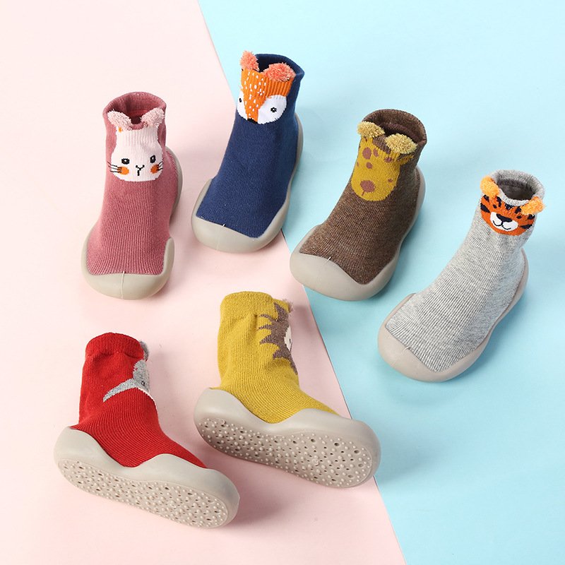 Unisex Baby Shoes First Shoes Walkers Toddler First Walker Girl Kids Soft Rubber Sole Shoe Knit Booties Anti-slip