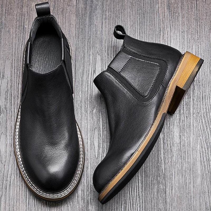 Flat Fashion Business Ankle Genuine Leather Shoes Chelsea Boots Winter Boots for Men Rainboots Custom Accept Customized Logo