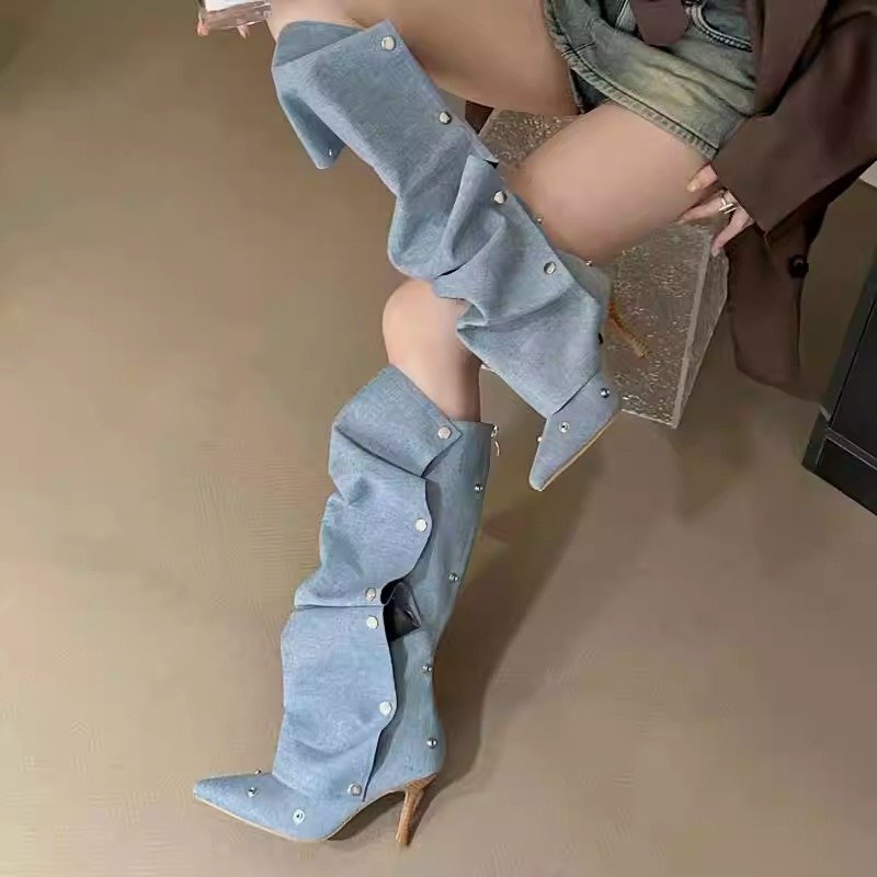 New Black Leather Boots Platform Boots for Women Square Toe Chunky Block Heeled Boots