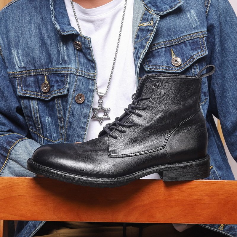 Hard-Wearing Breathable Handmade Anti-Slippery Precision Stitch Full-Grain Upper Genuine Leather Boots for Men Casual Shoes