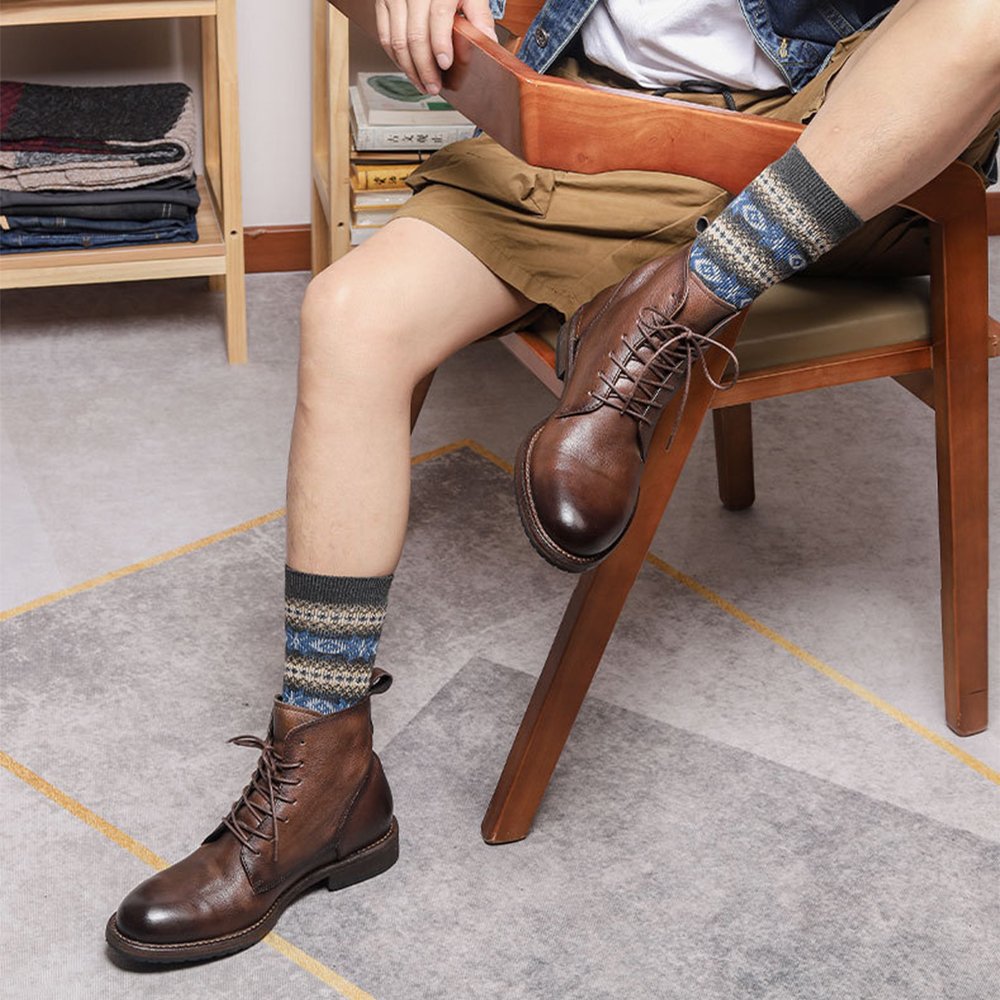Hard-Wearing Breathable Handmade Anti-Slippery Precision Stitch Full-Grain Upper Genuine Leather Boots for Men Casual Shoes