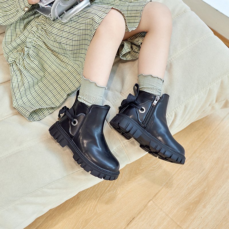 Wholesale Autumn Breathable Girls' Socks and Boots Fashion New Girls' Short Boots Black Children's Boots