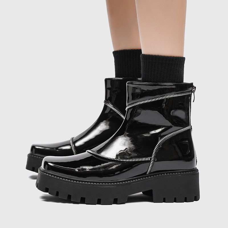 Popular black casual men shoe leather shoes men boots designer high quality leather flat dress boots