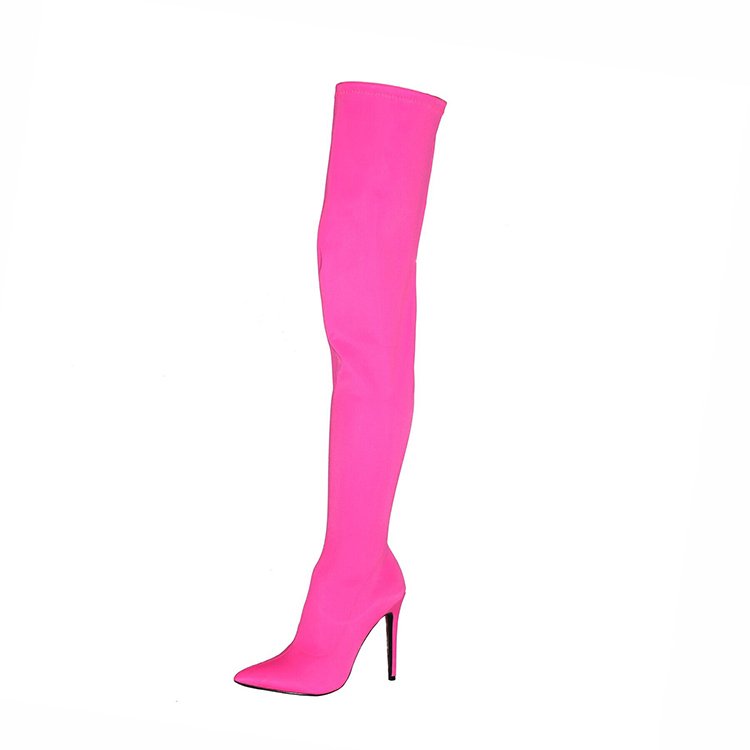Customize high heels women's stretchy lycra sexy over the knee boots
