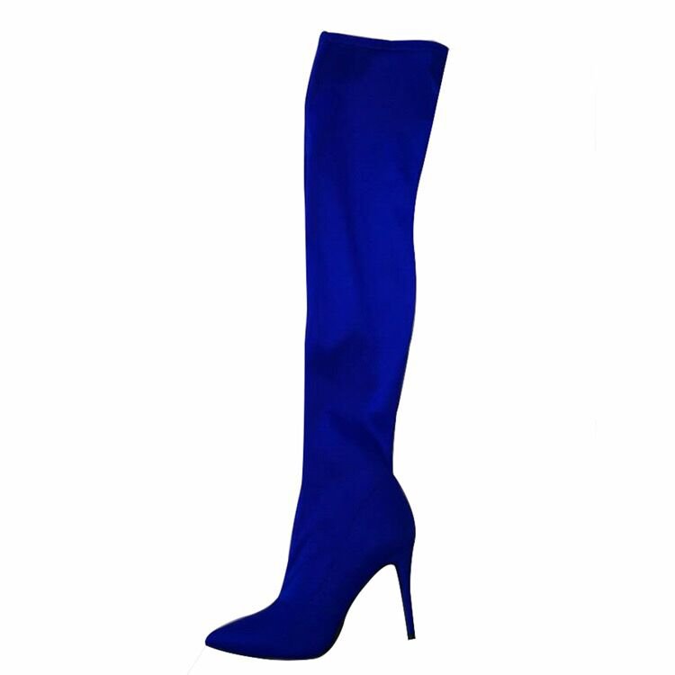 Customize high heels women's stretchy lycra sexy over the knee boots