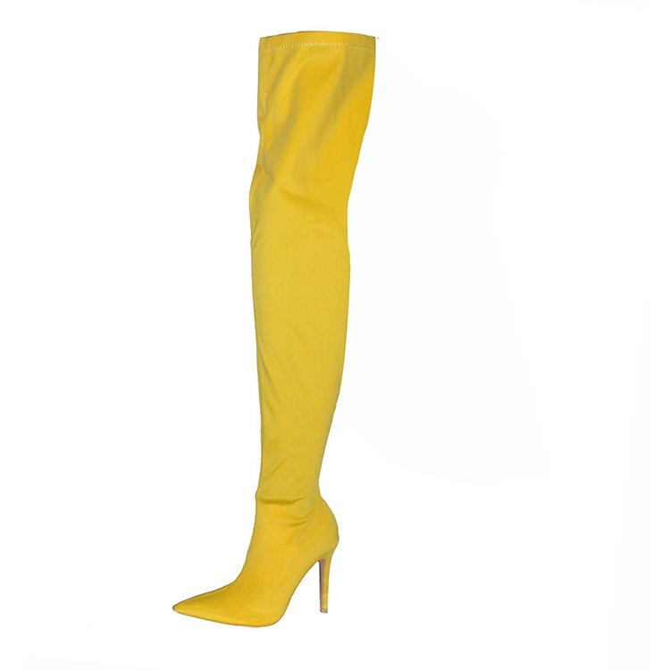 Customize high heels women's stretchy lycra sexy over the knee boots