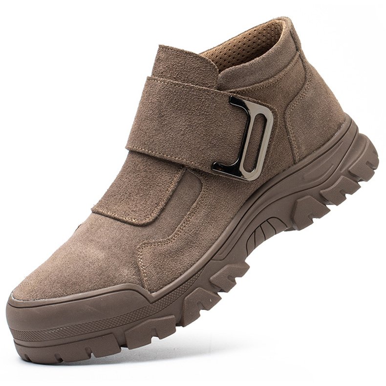 Durable non-slip industrial men work shoes construction engineer mid cut steel toe leather safety boots for welder