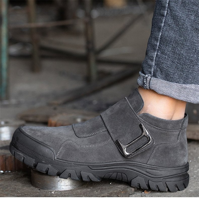 Durable non-slip industrial men work shoes construction engineer mid cut steel toe leather safety boots for welder