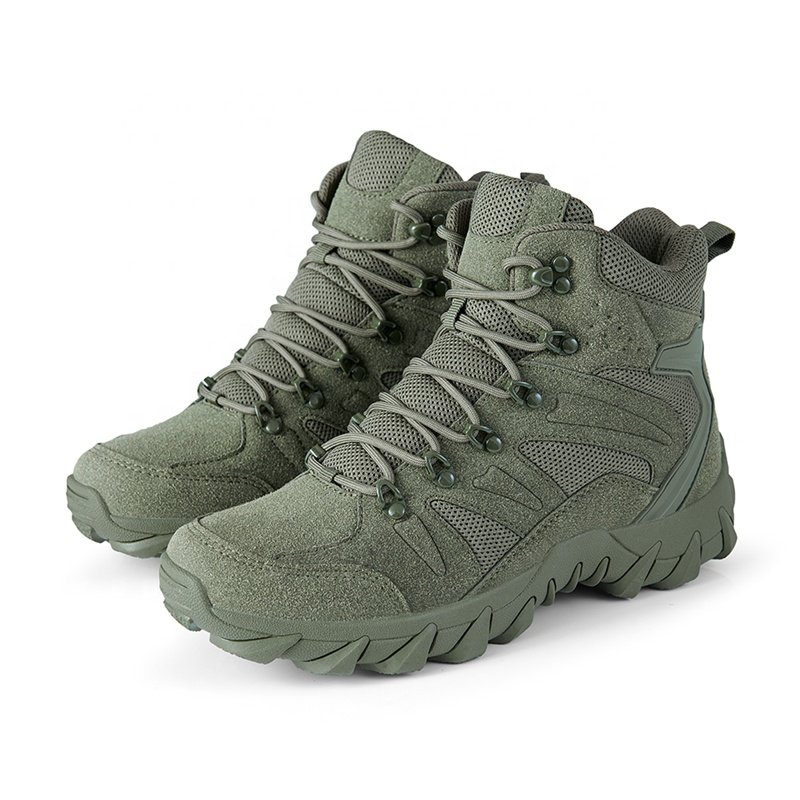 Men's Upgraded Tactics Combat Training Hiking Boots Rapid Response Anti-Wear Leather Sneakers Outdoors Camping Fishing Hunting