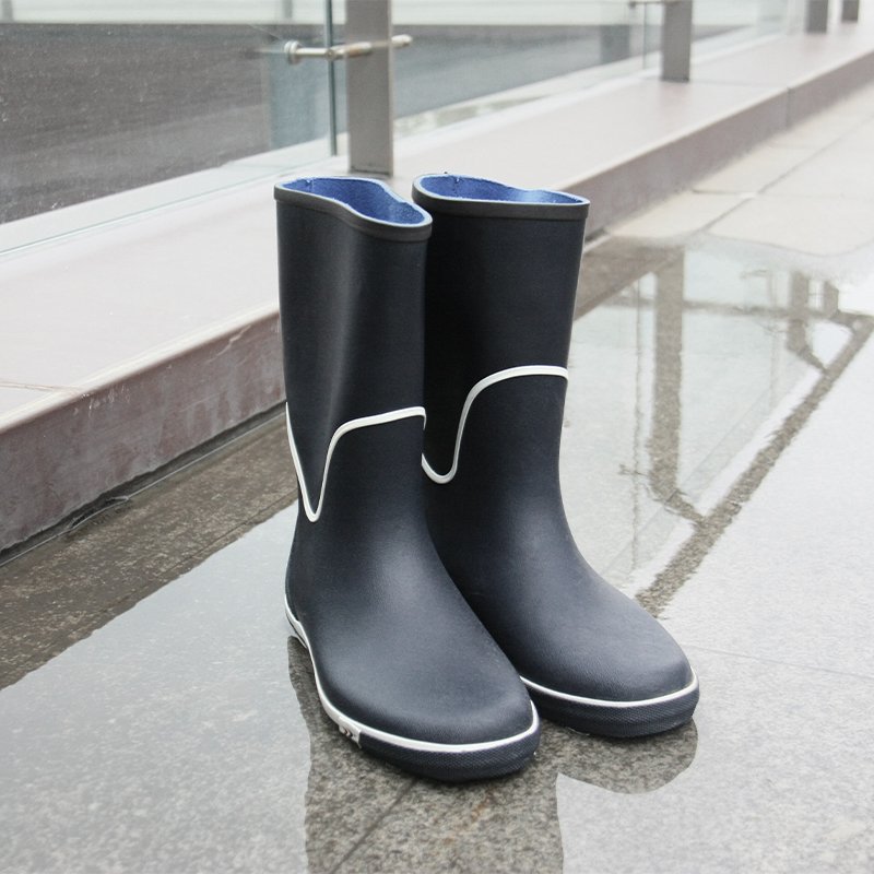 Manufacturer Custom Non Slip Decking Boots Cotton Fabric Lining Water Proof Rubber Rain Boots For Men