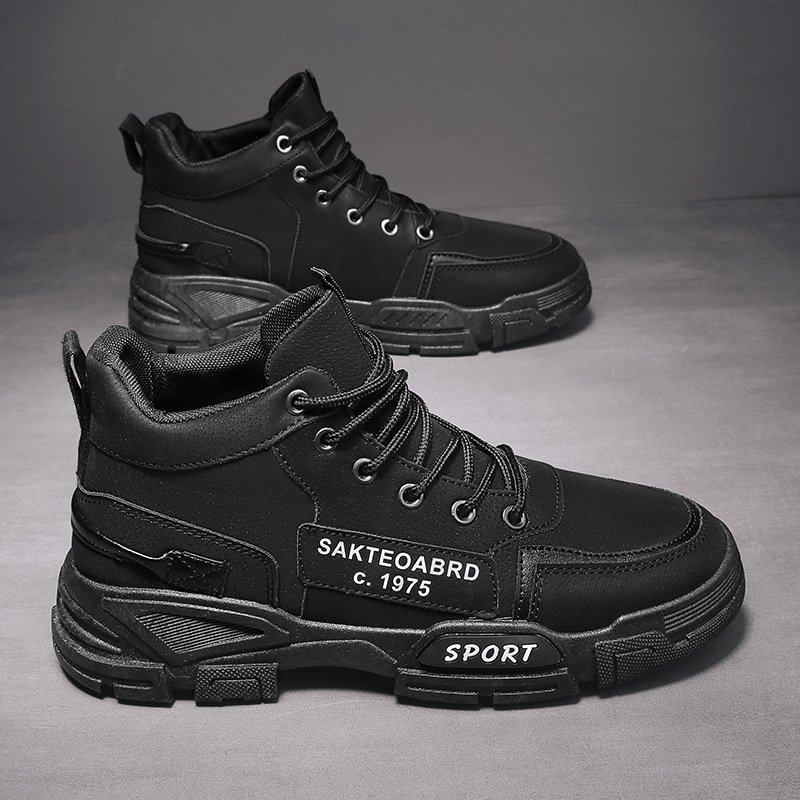 New men's boots men's mid-top casual trendy outdoor booties heightened workwear men's boots