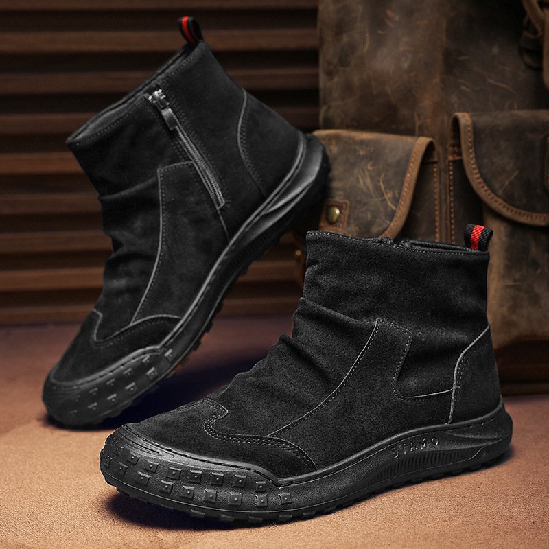 Boots New Men's Trend All-Match Work Shoes British Retro Ankle Boots Wear-Resistant Non-Slip Mid-Top Boots