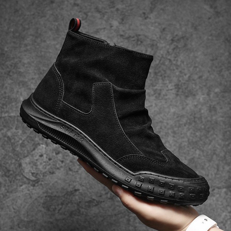 Boots New Men's Trend All-Match Work Shoes British Retro Ankle Boots Wear-Resistant Non-Slip Mid-Top Boots