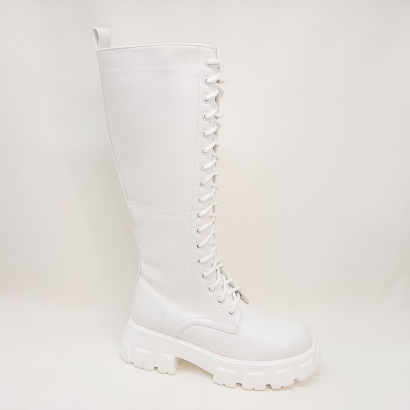 zapatillas Women's Square Toe Platform Winter Ladies Daily Wear Combat Long Boots
