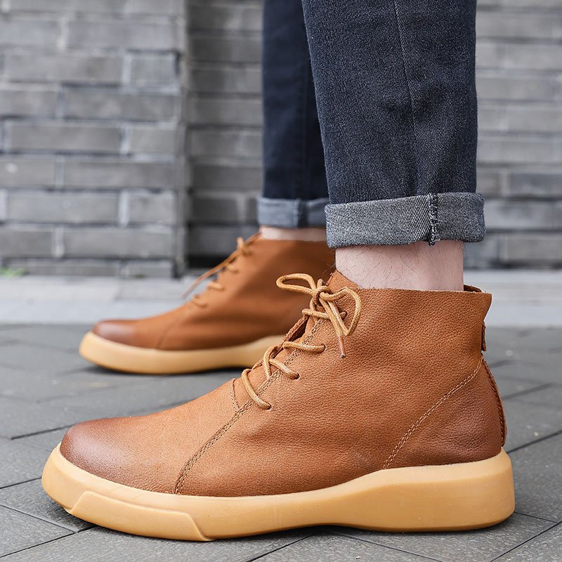 custom new hightop casual shoes brown black work boots for mens size 38-47