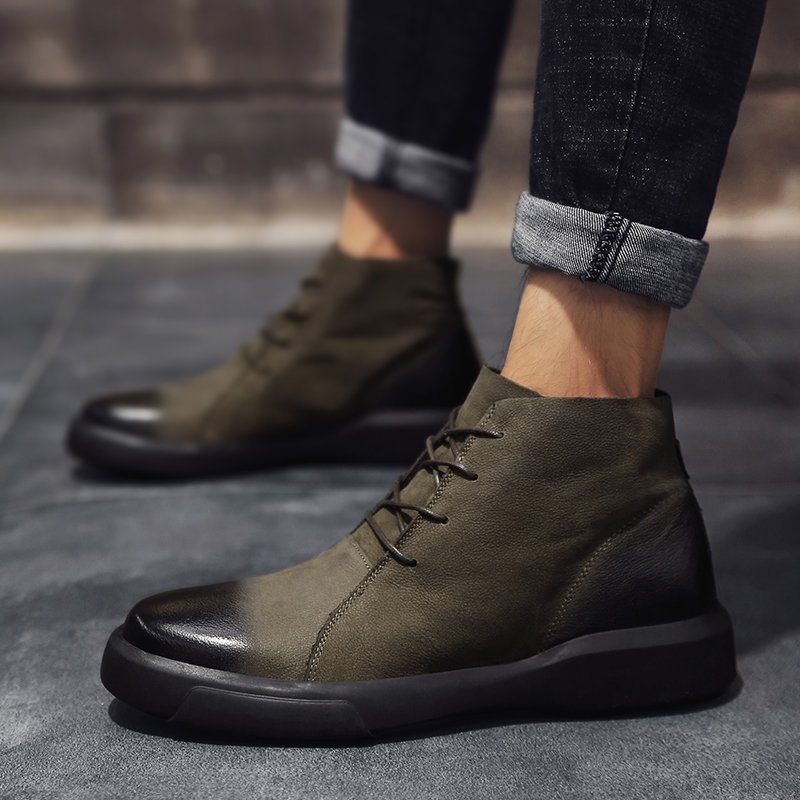 custom new hightop casual shoes brown black work boots for mens size 38-47
